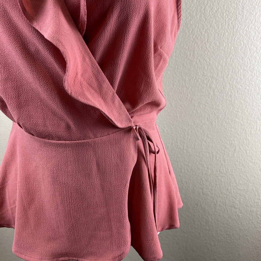 Mauve Ruffle Faux Wrap Tank Top - Picture 3 of 12